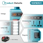 Prenosivi inverter 220V 200W na aku bateriju 21V - pretvarač napona sa USB i LED lampom Prenosivi inverter 220V 200W na aku bateriju 21V - pretvarač napona sa USB i LED lampom