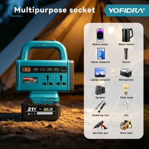 Prenosivi inverter 220V 200W na aku bateriju 21V - pretvarač napona sa USB i LED lampom