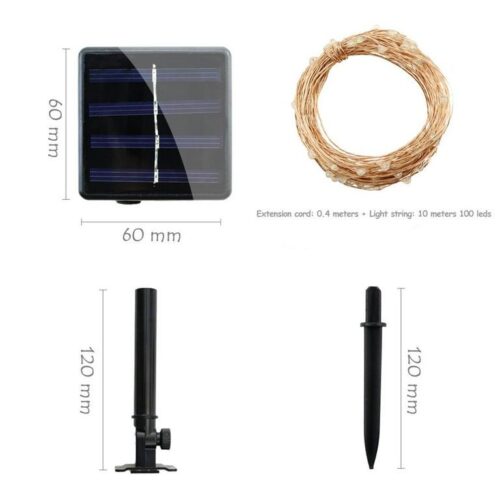LED Solarne Lampice 10m sa 100 Dioda – Dekoracija za Baštu i Terasu