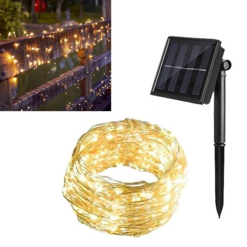 LED Solarne Lampice 10m sa 100 Dioda – Dekoracija za Baštu i Terasu