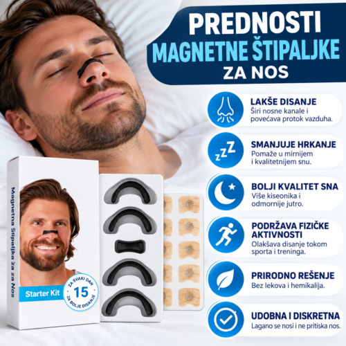 Magnetne Trake za Nos - Protiv Hrkanja i Za Lakše Disanje